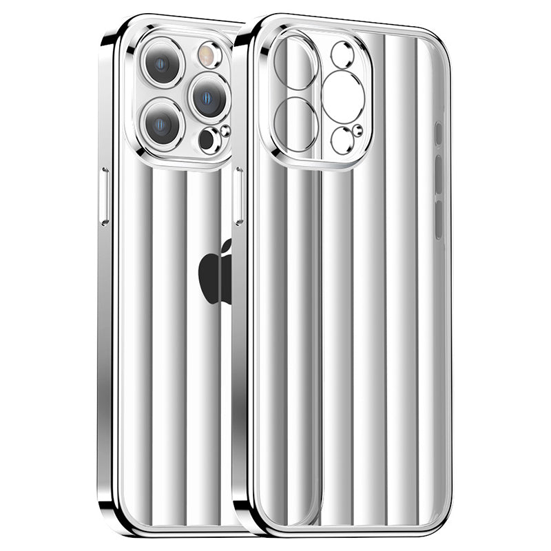 For iPhone 15 Pro Max Case with Lens Film Vertical Strip Design PC+TPU Phone Shell For iPhone 15 Pro Max Case with Lens Film Vertical Strip Design PC+TPU Phone Shell